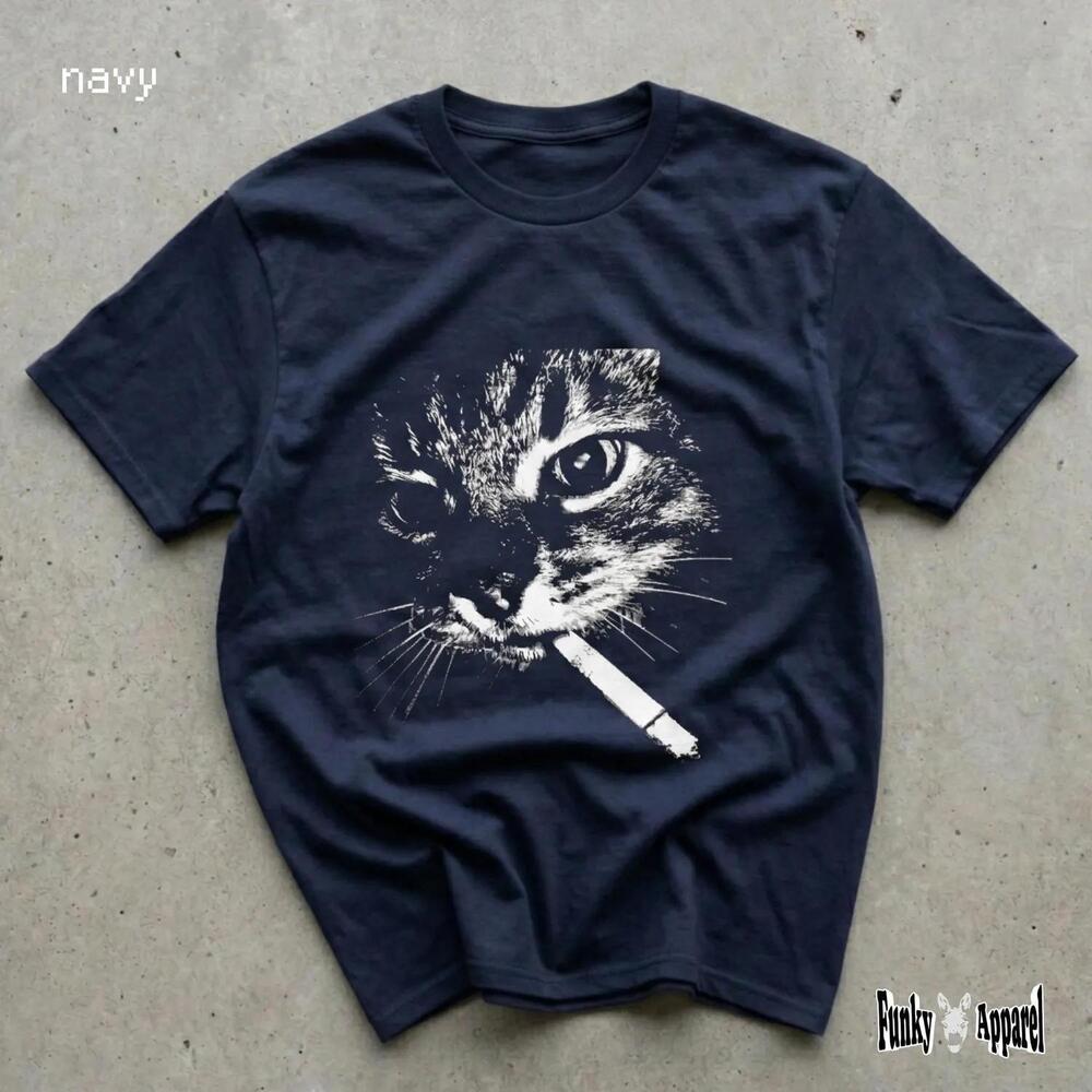 Smoking Cat Cigarette Funny Tshirt, Unisex Meme Shirt, Mens Funny